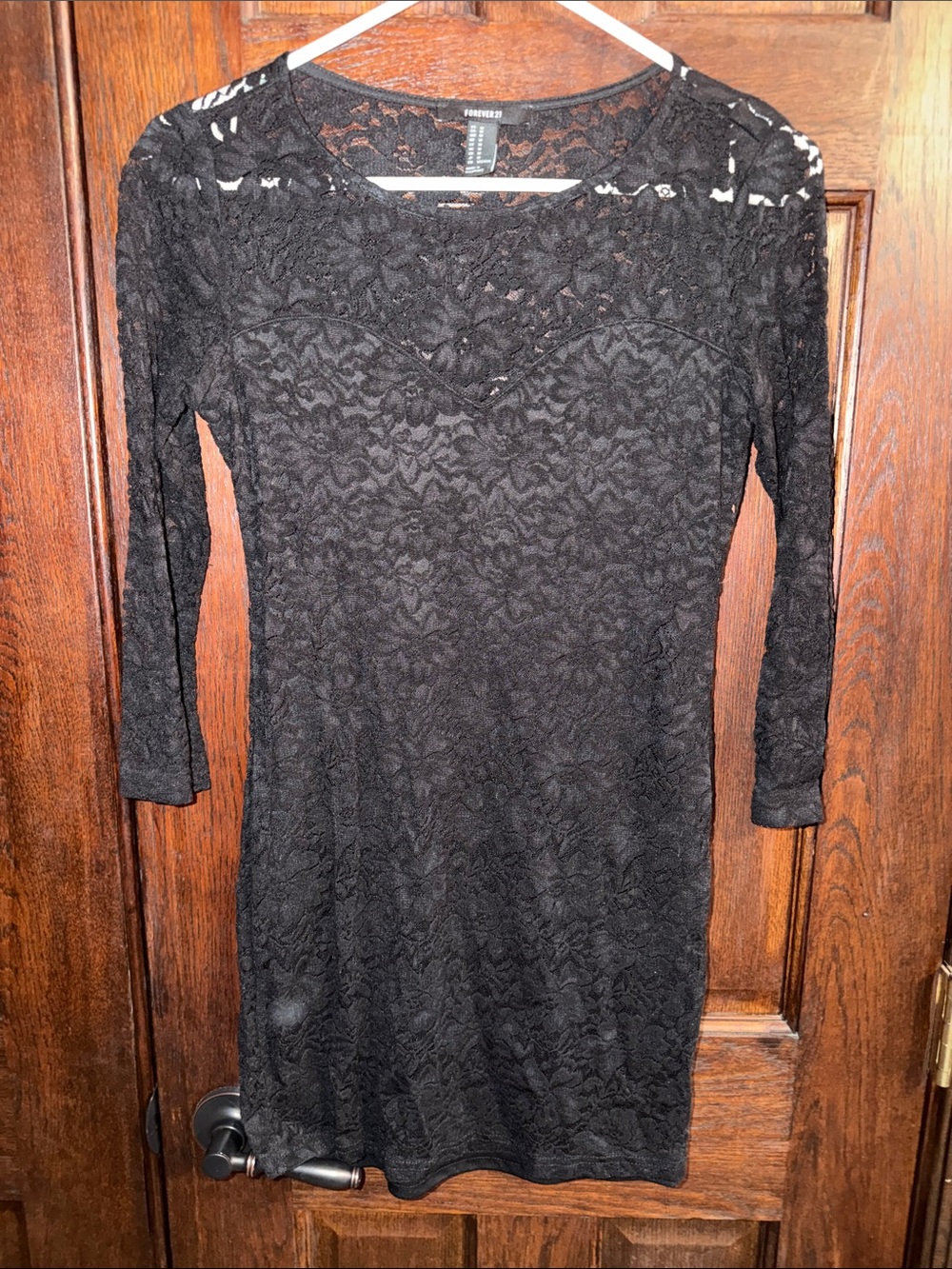 Forever 21 Black 3/4 Sleeve Lace Sheath Dress